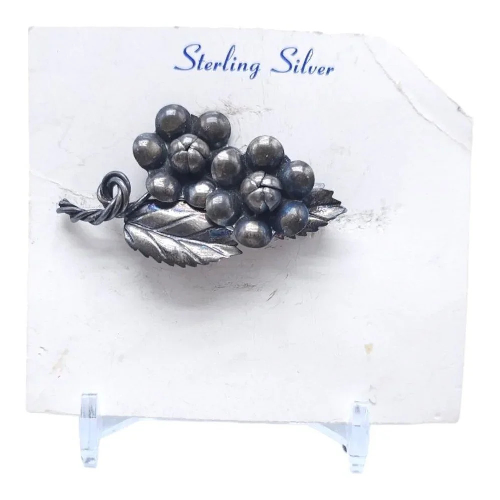 Mid Century Handmade Sterling Silver Flower Brooch Vintage on Card